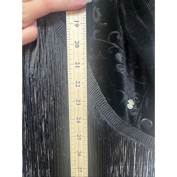 NWOT Roxy Black Wings of Raven Velvet Fringe Kimono Top Open Cardigan Women's XS - Picture 9 of 10